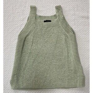 J.Crew Re-Imagined Sage Green Knit Tank Top Sweater Square Neck Size XS Cotton